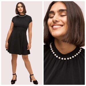 Kate Spade NWT Pearl Pave A-Line Dress Black Mock Neck Women’s Size 4